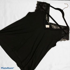 HippieChic Black Lace Cap Sleeve Top